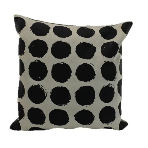 White With Black Circles Abstract Throw Pillow