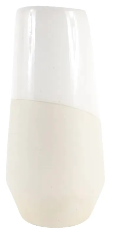 Tall Two Tone Beige & Cream Ceramic Vase