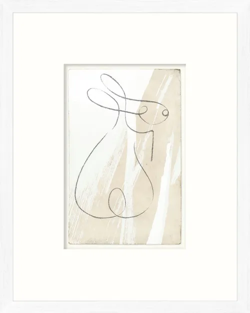 Line Drawing Rabbit On Paper With White Frame