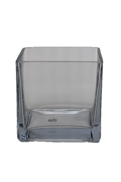 Thick Clear Glass Cube Vase