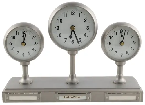 Brushed  Satin Nickel 3 Time Zone Clock