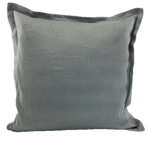 Soft Grey Linen With Light Grey Solid Back Throw Pillow
