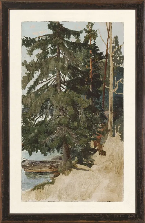 Treescape On Paper With Wood Frame
