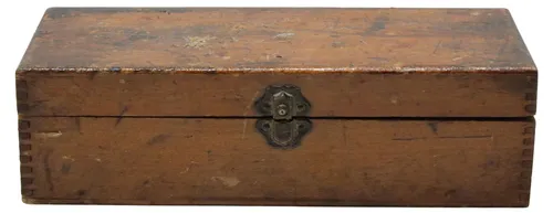 Antique Rectangular Wood Box With Lid