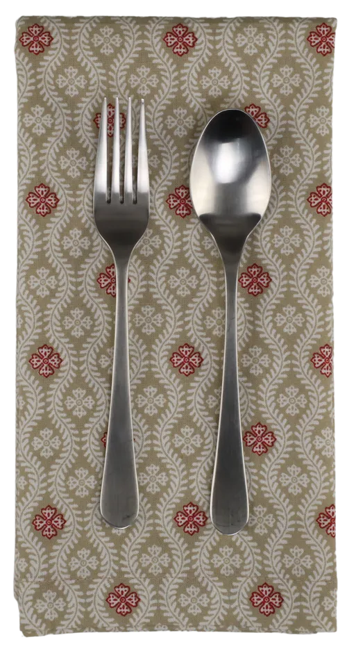 Taupe With White & Wine Floral Pattern Napin