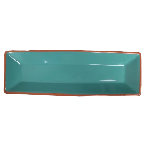 Aqua Teal & Terra Cotta Elongated Rectangular Serving Platter