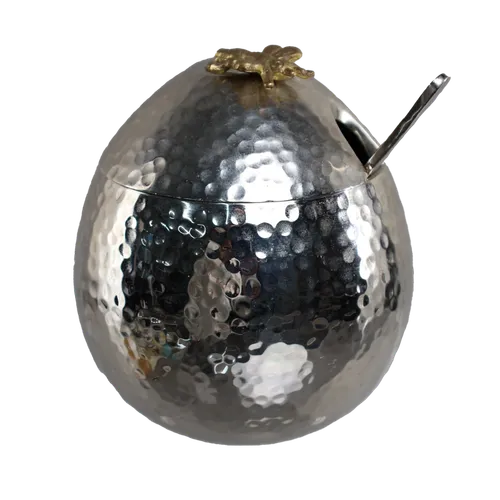 Chrome Hammered Honey Pot