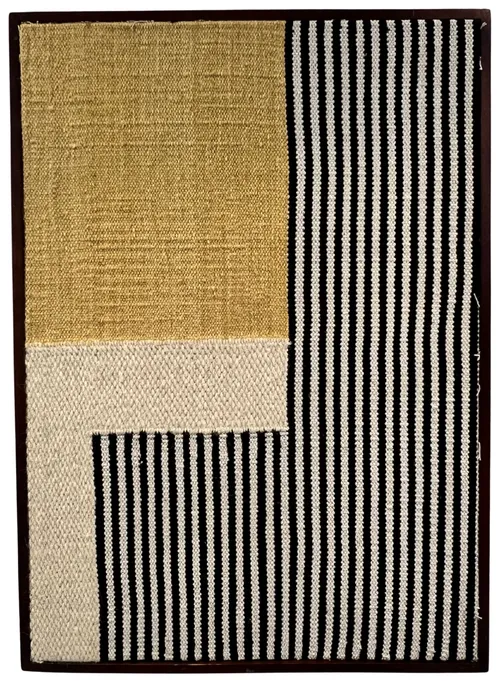Yellow & Black Textile In Wood Frame