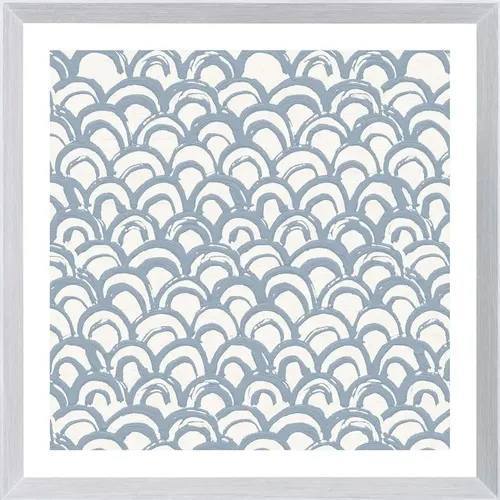 Blue Abstract Motif V On Paper With White Frame 