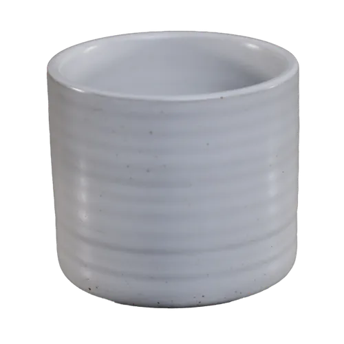 White Stoneware Ribbed Espresso Cup
