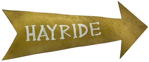 Yellow Hayride Arrow Sign On Wood
