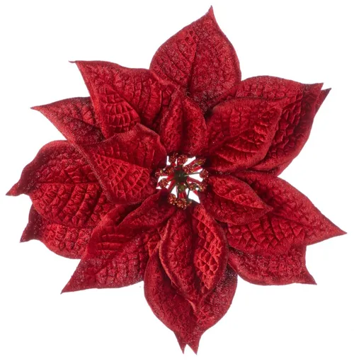 Red Poinsettia Clip On Decoration