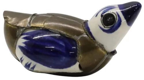 Tonal Ceramic Duck With Brass Overlay