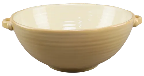 Light Yellow Ribbed Ceramic Serving Bowl