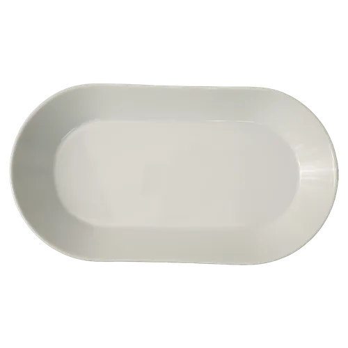 White Ceramic Oval Serving Platter With Raised Edges