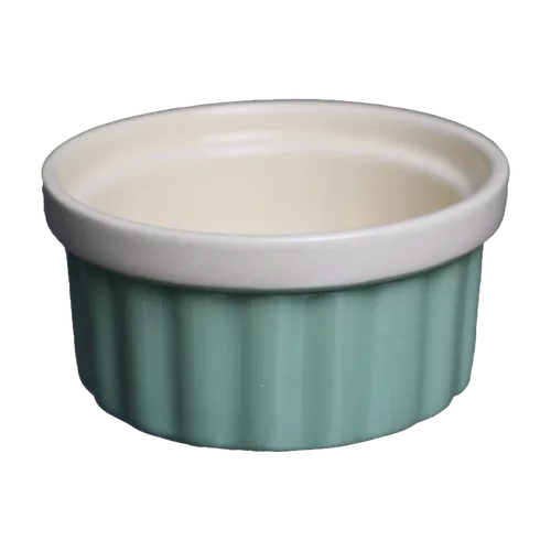 Sage Green Ceramic Ramekin With Cream Lip
