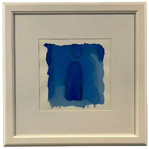 Blue Square Watercolour In White Frame
