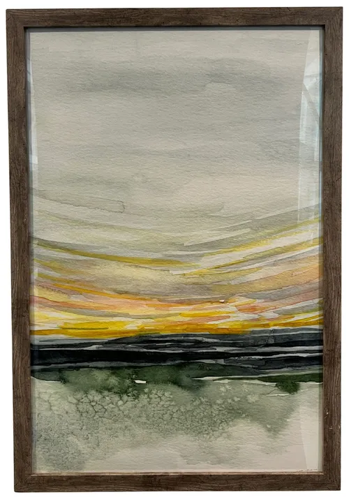 Abstract Sunset In Wood Frame