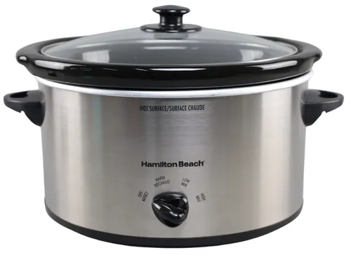 Brushed Steel & Black Crock Pot With Lid