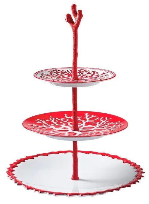 Red Coral 3 Tier Serving Stand