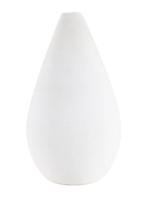 White Teardrop Lined Ceramic Vase