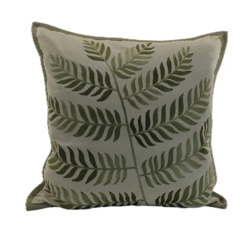 Cream With Green Toned Fern Throw Pillow