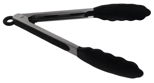 Small Metal Tongs With Black Tips