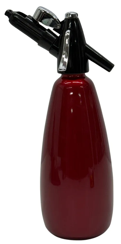 Vintage Metallic Red Soda Seltzer Bottle