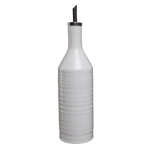 White Ceramic Ribbed Oil Bottle