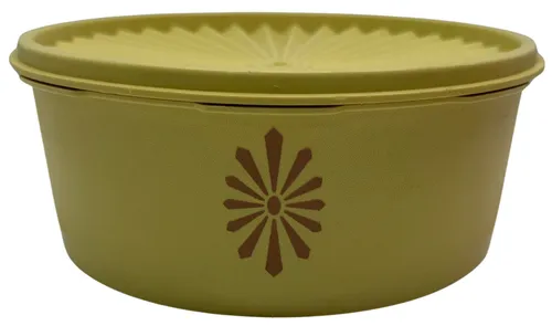 Vintage Sunburst Yellow Round Storage Container