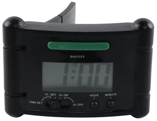 Portable Black Alarm Clock With Digital Display