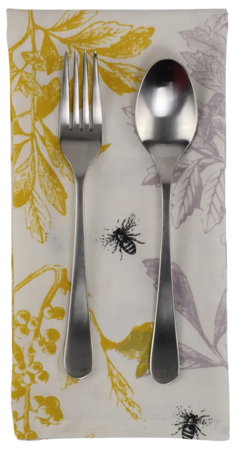 White With Silver & Gold Floral Pattern Napkin