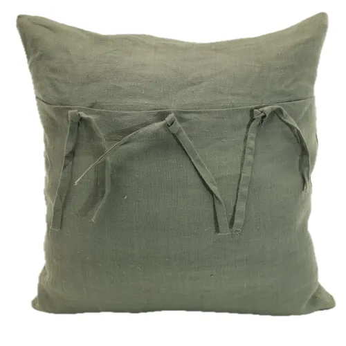Green Moss Solid Linen Throw Pillow