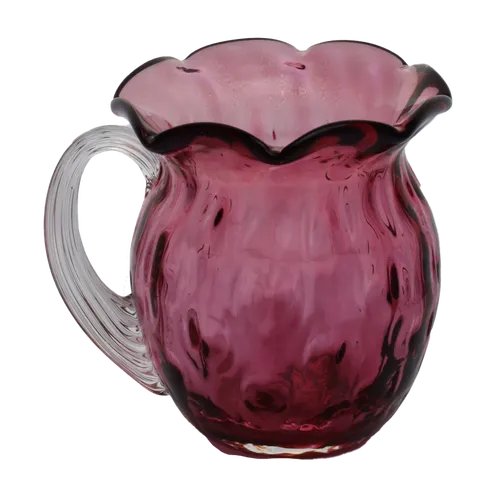 Clear Cranberry Glass Pitcher - Small