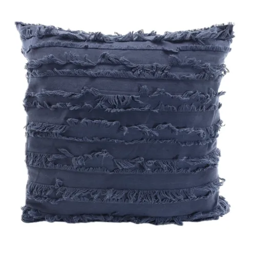 Navy Blue With Fringe Ribbons Throw Pillow