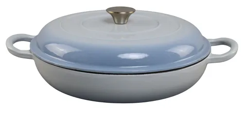 Blue Cast Iron Shallow Dutch Oven