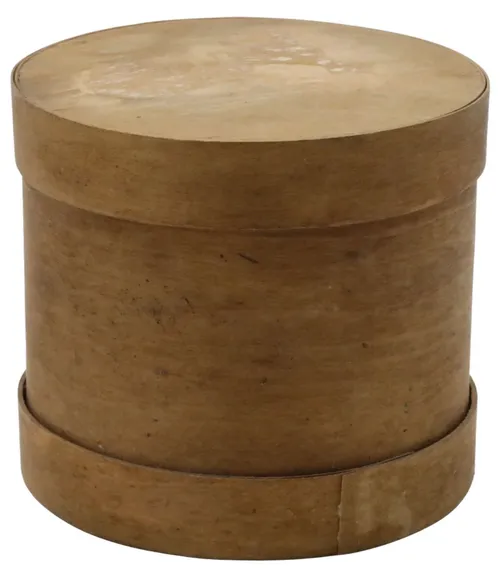 Round Short Cylindrical Wood Box With Lid
