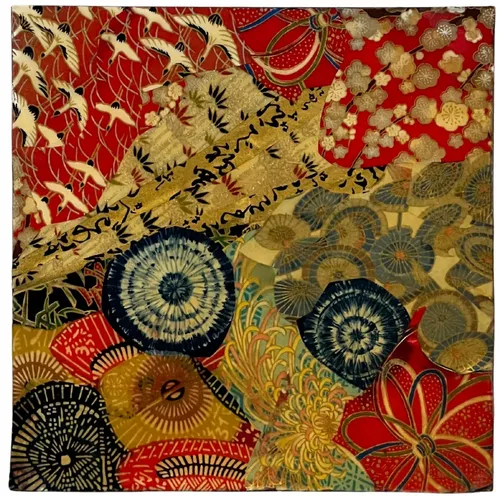 Paper Collage On Wood III With Epoxy Finish