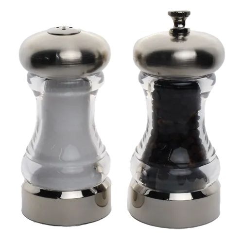 Polished Chrome & Acrylic Salt & Pepper Set