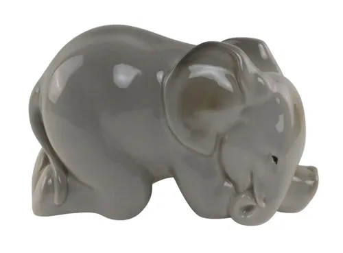 Grey Ceramic Kneeling Elephant