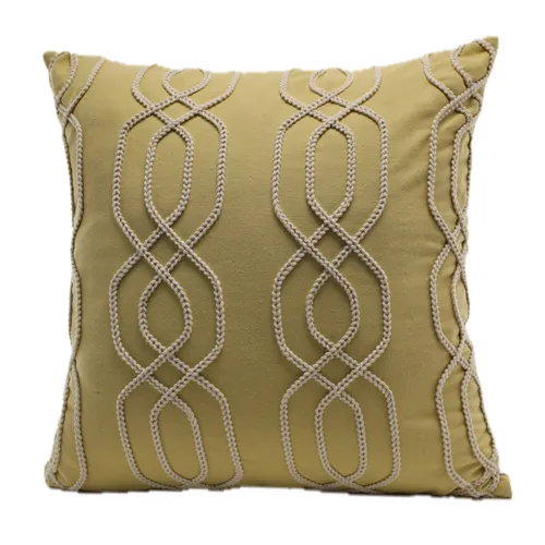 Jasmine Yellow With Pearl Braid Pattern Throw Pillow