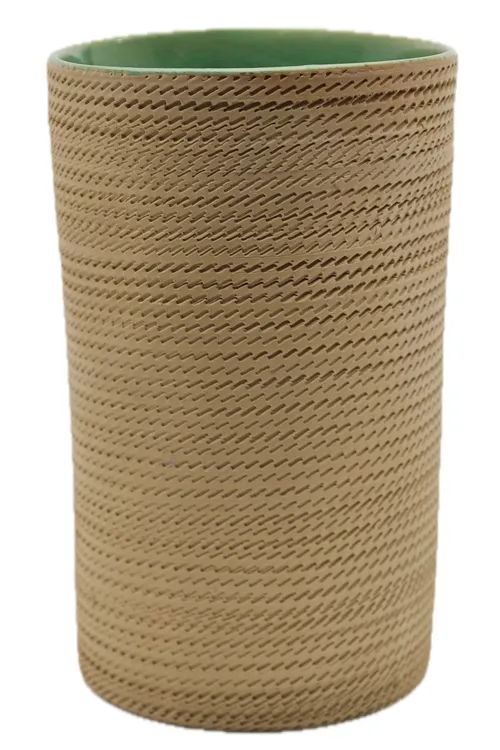 Cardboard Textured Sand Coloured Ceramic Vase