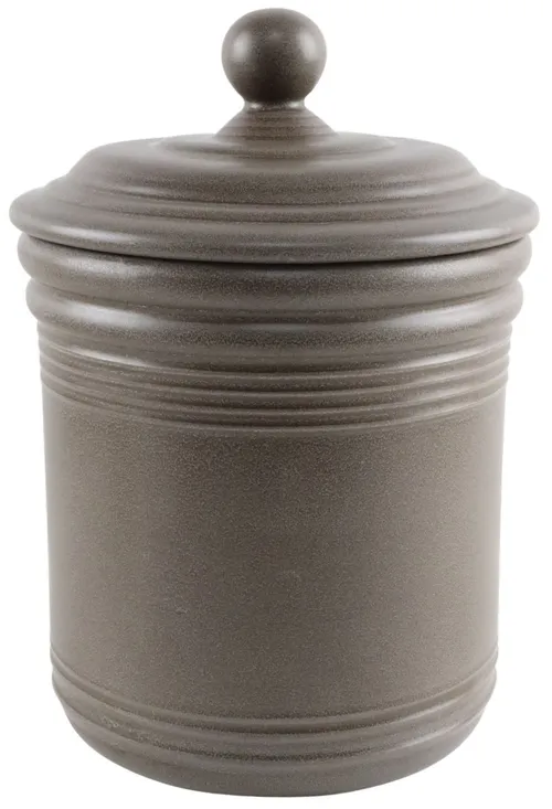 Brown Stoneware Storage Canister With Lid - Large