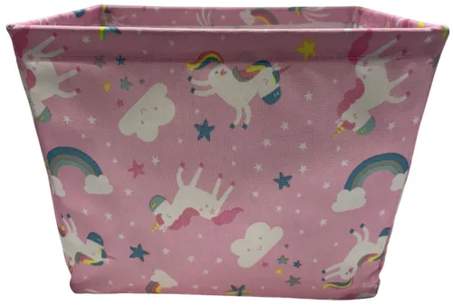 Pink Unicorn Fabric Storage Basket