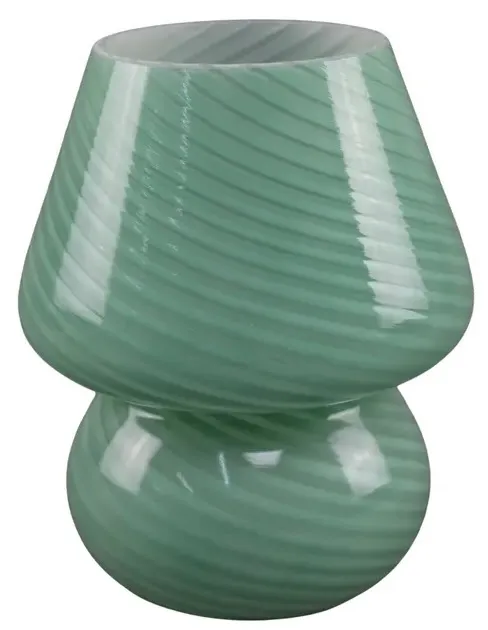 Green Swirl Glass Mushroom Table Lamp