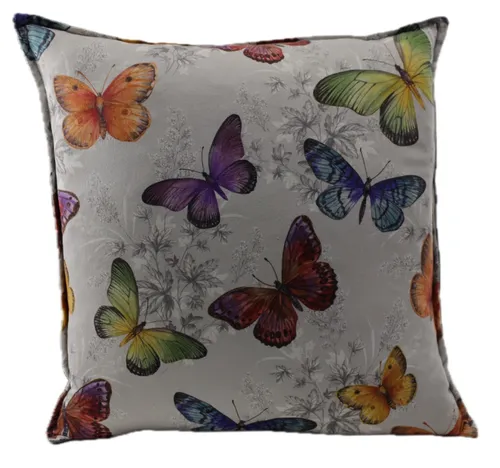 Multicolour Butterflies On Light Grey Throw Pillow