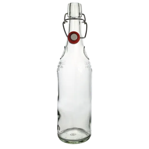 Clear Glass Lemonade Bottle With Ceramic Hinged Cap