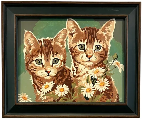 Two Cats Paint By Number In Green Frame