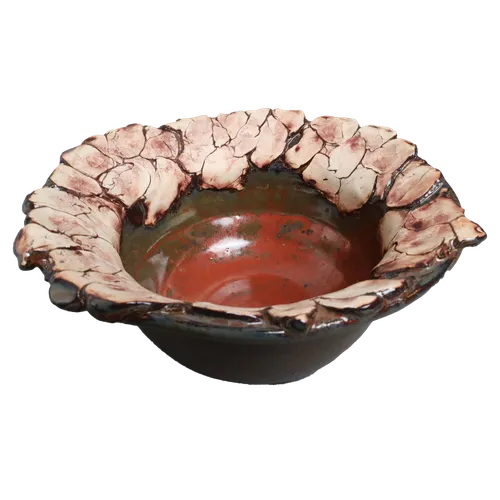 Brown Crusted Deep Dish Ceramic Bowl