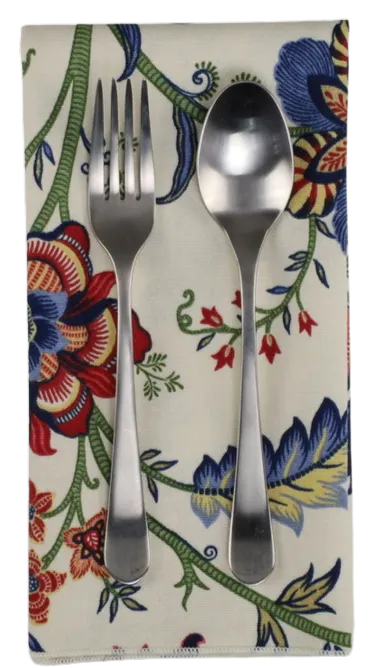 Cream With Red & Blue Flowers Napkin